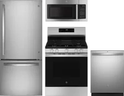 4 Piece Package Includes Refrigerator, Range, Microwave And Dishwasher