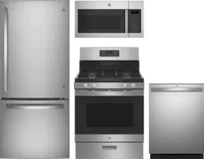 4 Piece Package Includes Refrigerator, Range, Microwave And Dishwasher