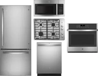 5 Piece Package Includes Refrigerator, Cooktop, Wall Oven, Microwave And Dishwasher
