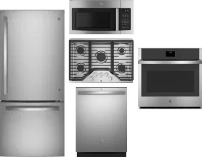 5 Piece Package Includes Refrigerator, Cooktop, Wall Oven, Microwave And Dishwasher