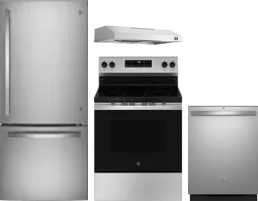 4 Piece Package Includes Refrigerator, Range, Hood And Dishwasher