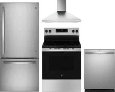 4 Piece Package Includes Refrigerator, Range, Hood And Dishwasher