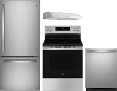 4 Piece Package Includes Refrigerator, Range, Hood And Dishwasher