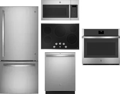 5 Piece Package Includes Refrigerator, Cooktop, Wall Oven, Microwave And Dishwasher