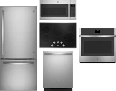 5 Piece Package Includes Refrigerator, Cooktop, Wall Oven, Microwave And Dishwasher