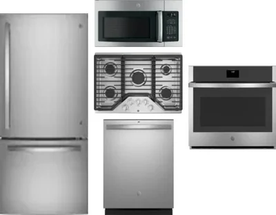 5 Piece Package Includes Refrigerator, Cooktop, Wall Oven, Microwave And Dishwasher