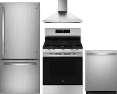 4 Piece Package Includes Refrigerator, Range, Hood And Dishwasher