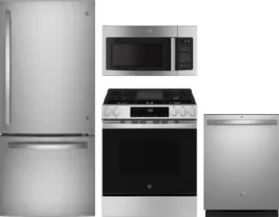 4 Piece Package Includes Refrigerator, Range, Microwave And Dishwasher