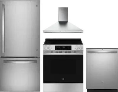 4 Piece Package Includes Refrigerator, Range, Hood And Dishwasher