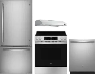 4 Piece Package Includes Refrigerator, Range, Hood And Dishwasher