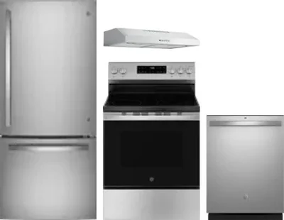 4 Piece Package Includes Refrigerator, Range, Hood And Dishwasher