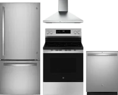 4 Piece Package Includes Refrigerator, Range, Hood And Dishwasher