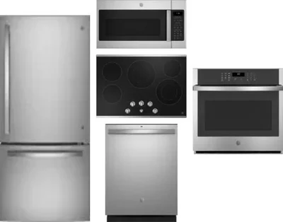 5 Piece Package Includes Refrigerator, Cooktop, Wall Oven, Microwave And Dishwasher