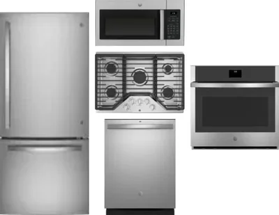 5 Piece Package Includes Refrigerator, Cooktop, Wall Oven, Microwave And Dishwasher