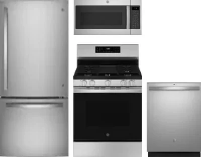 4 Piece Package Includes Refrigerator, Range, Microwave And Dishwasher
