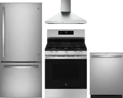 4 Piece Package Includes Refrigerator, Range, Hood And Dishwasher