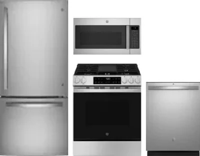 4 Piece Package Includes Refrigerator, Range, Microwave And Dishwasher