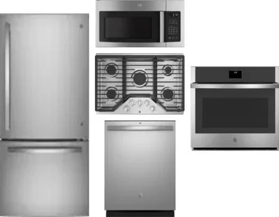 5 Piece Package Includes Refrigerator, Cooktop, Wall Oven, Microwave And Dishwasher