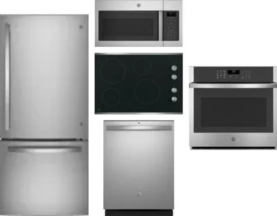 5 Piece Package Includes Refrigerator, Cooktop, Wall Oven, Microwave And Dishwasher