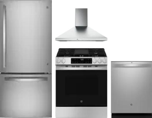4 Piece Package Includes Refrigerator, Range, Hood And Dishwasher