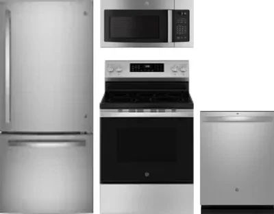 4 Piece Package Includes Refrigerator, Range, Microwave And Dishwasher