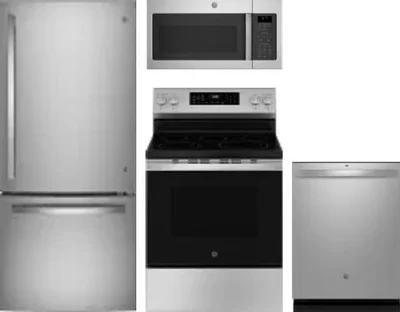 4 Piece Package Includes Refrigerator, Range, Microwave And Dishwasher