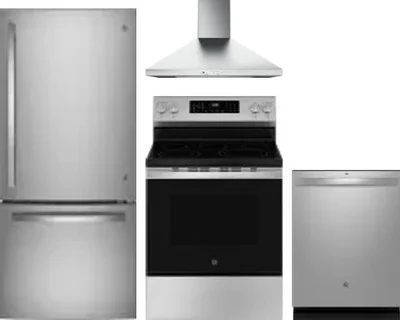 4 Piece Package Includes Refrigerator, Range, Hood And Dishwasher