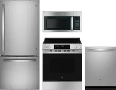 4 Piece Package Includes Refrigerator, Range, Microwave And Dishwasher