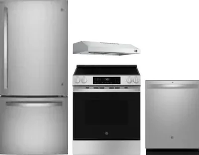 4 Piece Package Includes Refrigerator, Range, Hood And Dishwasher