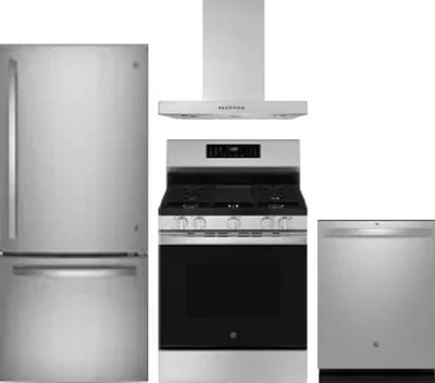4 Piece Package Includes Refrigerator, Range, Hood And Dishwasher