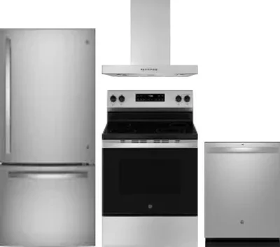 4 Piece Package Includes Refrigerator, Range, Hood And Dishwasher