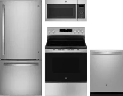 4 Piece Package Includes Refrigerator, Range, Microwave And Dishwasher