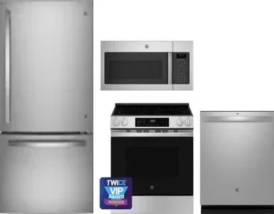 4 Piece Package Includes Refrigerator, Range, Microwave And Dishwasher