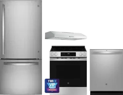 4 Piece Package Includes Refrigerator, Range, Hood And Dishwasher