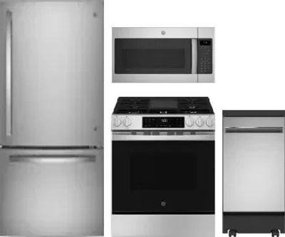 4 Piece Package Includes Refrigerator, Range, Microwave And Dishwasher