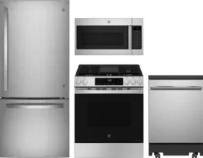 4 Piece Package Includes Refrigerator, Range, Microwave And Dishwasher
