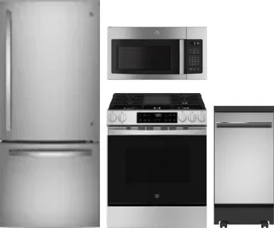 4 Piece Package Includes Refrigerator, Range, Microwave And Dishwasher