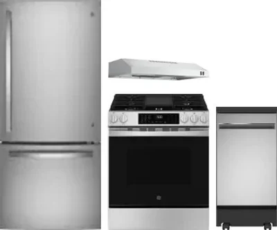 4 Piece Package Includes Refrigerator, Range, Hood And Dishwasher