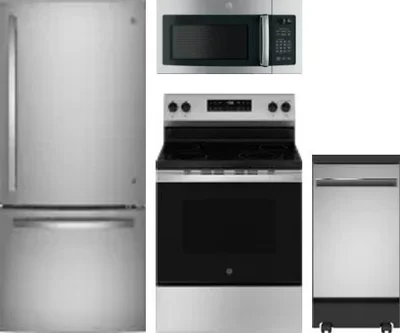 4 Piece Package Includes Refrigerator, Range, Microwave And Dishwasher
