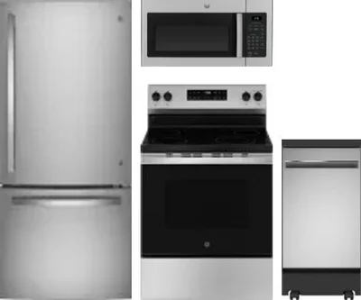 4 Piece Package Includes Refrigerator, Range, Microwave And Dishwasher