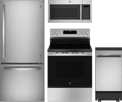 4 Piece Package Includes Refrigerator, Range, Microwave And Dishwasher