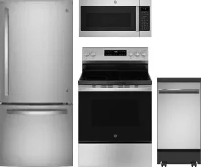 4 Piece Package Includes Refrigerator, Range, Microwave And Dishwasher