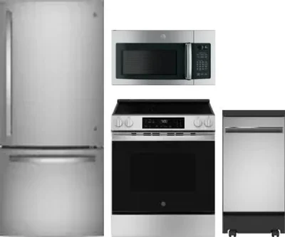 4 Piece Package Includes Refrigerator, Range, Microwave And Dishwasher