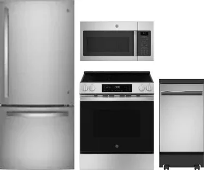 4 Piece Package Includes Refrigerator, Range, Microwave And Dishwasher