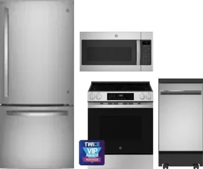 4 Piece Package Includes Refrigerator, Range, Microwave And Dishwasher