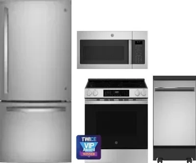 4 Piece Package Includes Refrigerator, Range, Microwave And Dishwasher