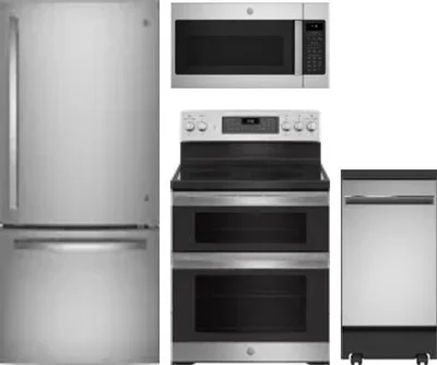 4 Piece Package Includes Refrigerator, Range, Microwave And Dishwasher