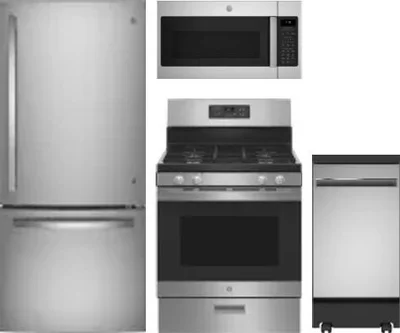 4 Piece Package Includes Refrigerator, Range, Microwave And Dishwasher