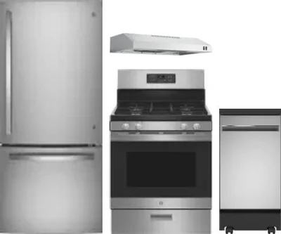 4 Piece Package Includes Refrigerator, Range, Hood And Dishwasher