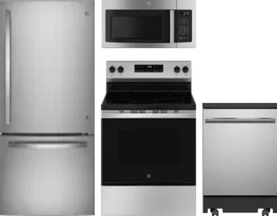 4 Piece Package Includes Refrigerator, Range, Microwave And Dishwasher